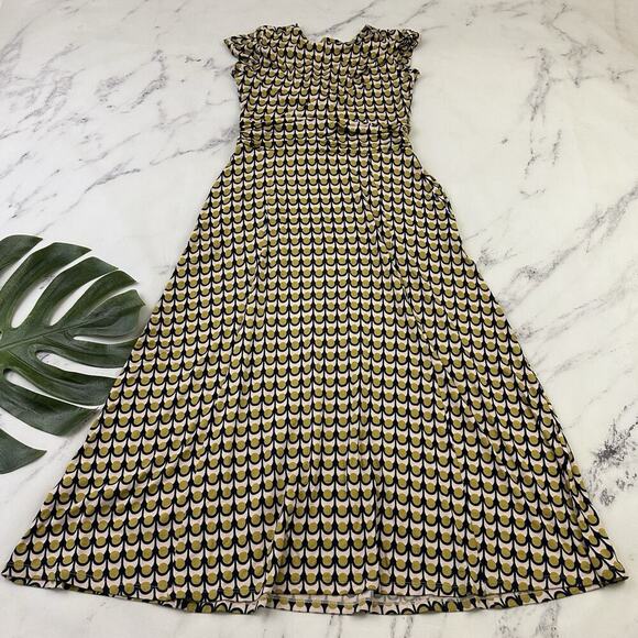 Boden Lily Jersey Knit Maxi Dress Size 4 Petite Yellow Blue Geometric Pockets - Picture 8 of 11